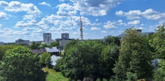 Widok z lotu ptaka na zabudowę Białegostoku