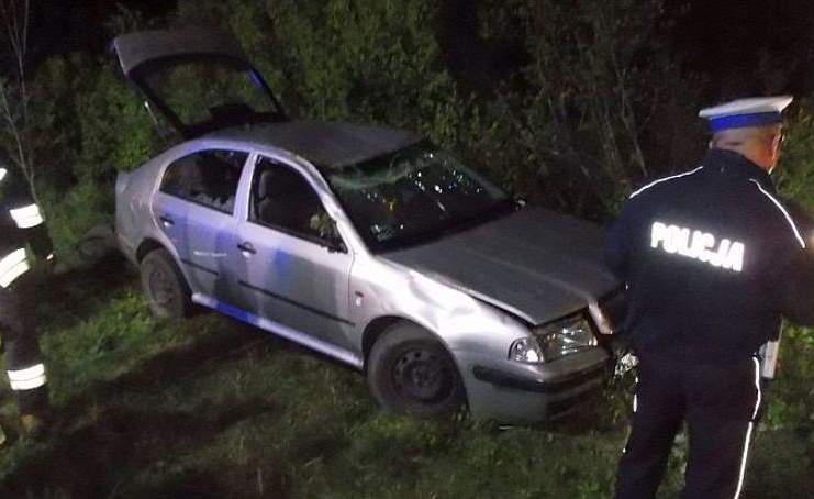 Nietrzeźwy mężczyzna prowadząc auto wylądował w rowie